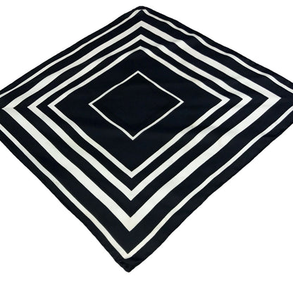 VTG 60S 70S BLACK WHITE MOD GEOMETRIC SQUARE SCARF