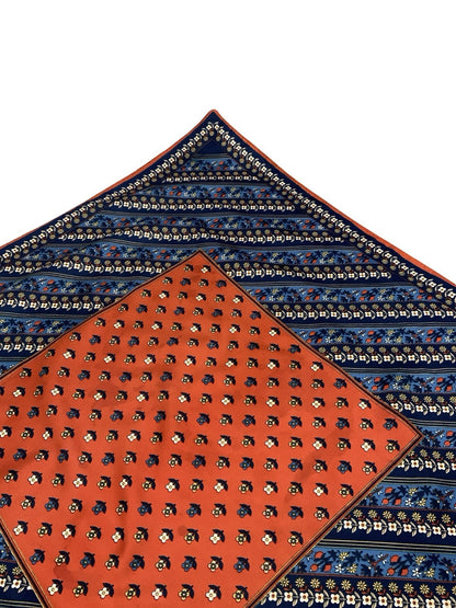 VTG 60S 70S RED WHITE BLUE BEIGE FLORAL FOLK  BOHO STRIPED SCARF
