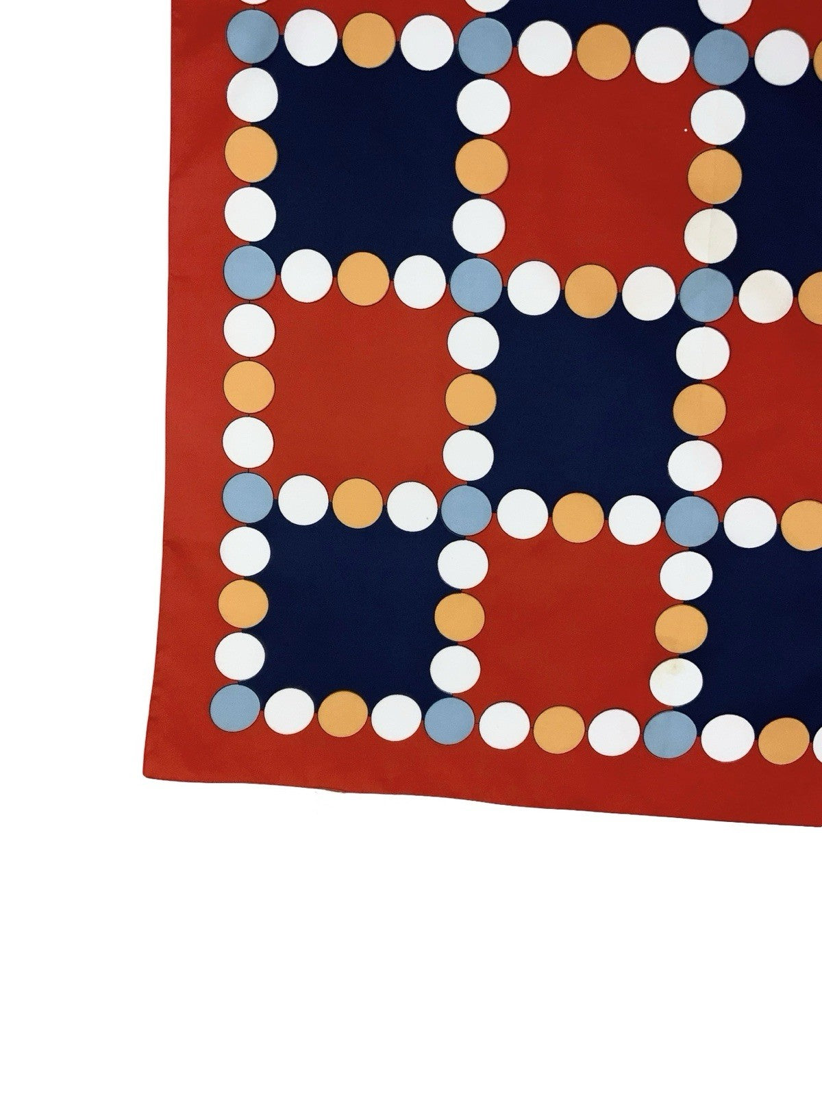 VTG 60S 70S RED BLUE WHITE ORANGE GEOMETRIC TILED DOT MOD SCARF