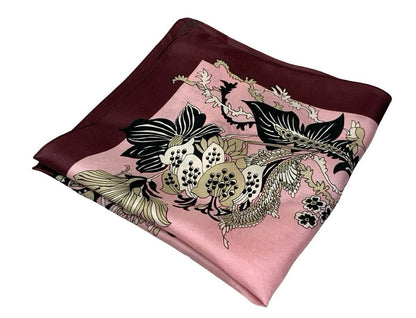 VTG 60S 70S PINK BEIGE BLACK PLUM PSYCHEDELIC FLORAL SCARF