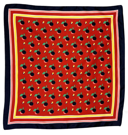 VTG 60S 70S RED BLACK GREEN YELLOW GEOMETRIC FRUIT MOD SCARF