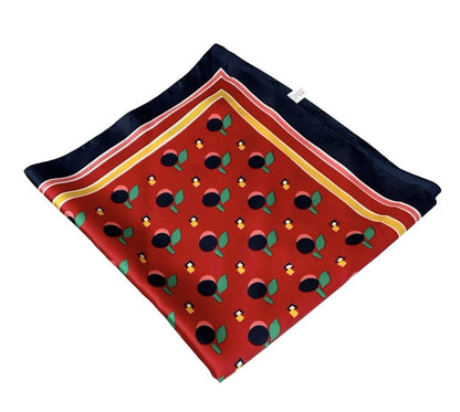 VTG 60S 70S RED BLACK GREEN YELLOW GEOMETRIC FRUIT MOD SCARF