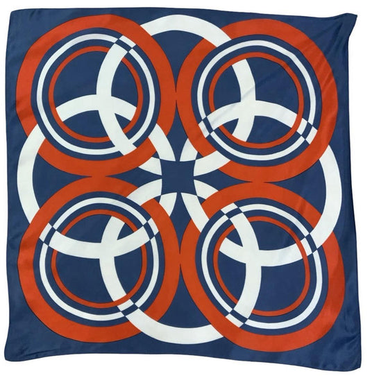 VTG 60S 70S GEOMETRIC MOD RED WHITE BLUE CIRCLE SCARF