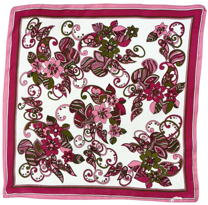 VTG 60S 70S PINK WHITE BROWN PSYCHEDELIC FLORAL SIWRL PAISLEY SCARF