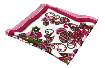 VTG 60S 70S PINK WHITE BROWN PSYCHEDELIC FLORAL SIWRL PAISLEY SCARF