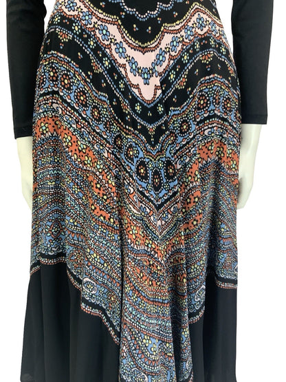 VTG 60S 70S BLACK PINK BLUE LUCIE LINDEN BOHO FLORAL DOTTY FLOATY MIDI SKIRT 6