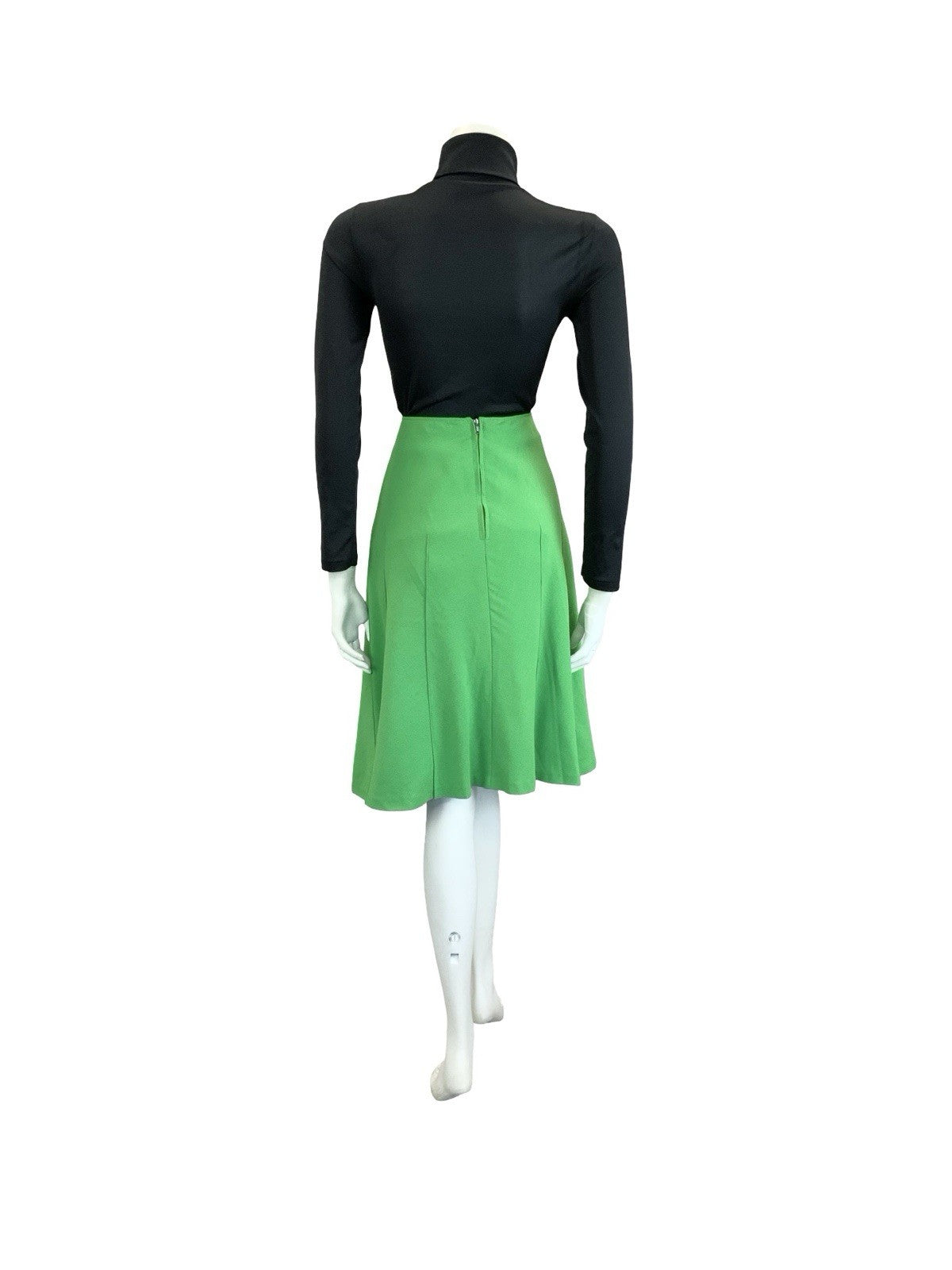 VTG 70S APPLE GREEN MONOCHROME SECRETARY GEEK MIDI SKIRT 4