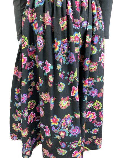 VTG 60S 70S BLACK PINK BLUE GREEN YELLOW AZTEC FLORAL PAISLEY PIXL MIDI SKIRT 10