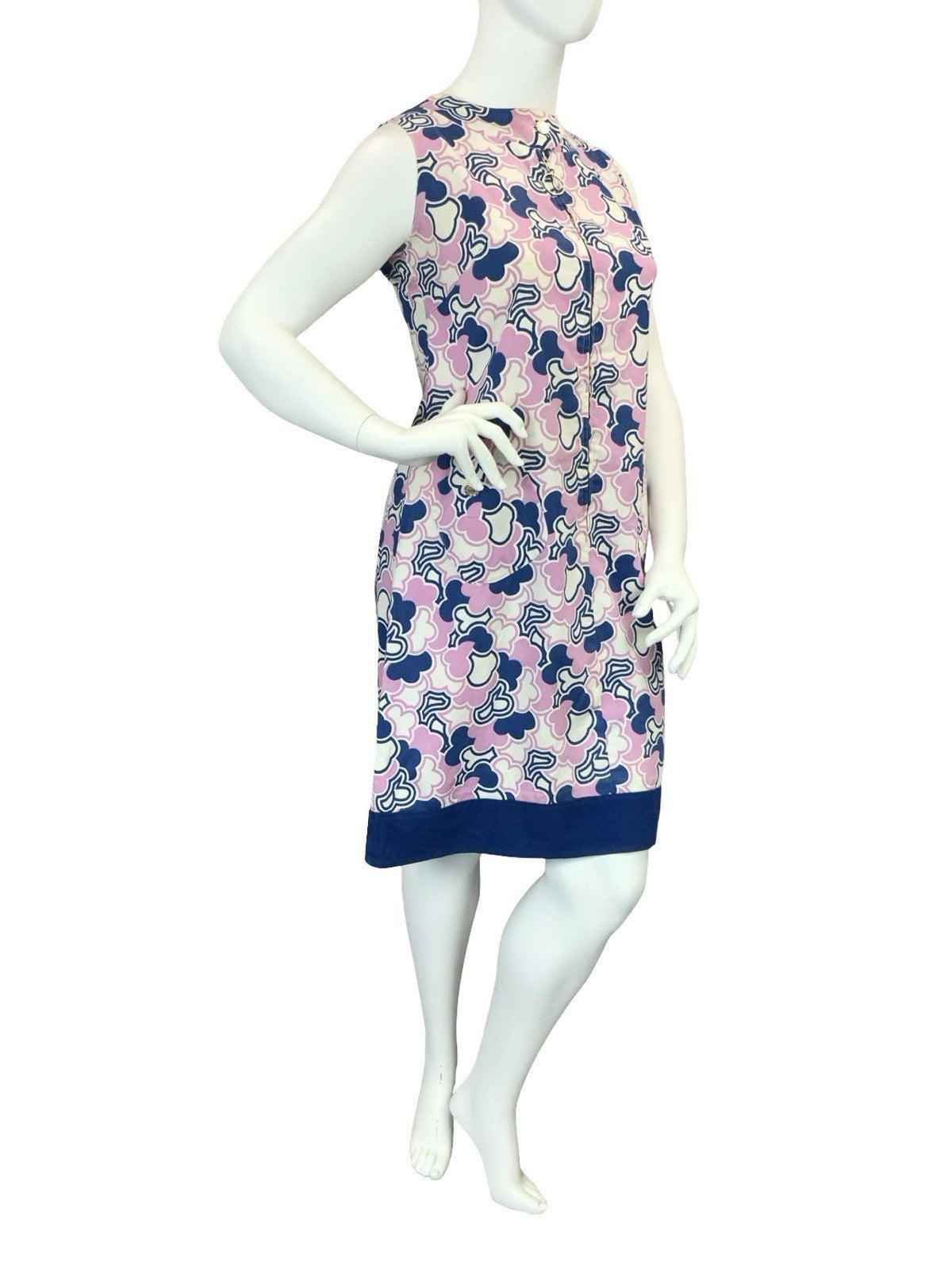 VTG 60S PURPLE NAVY BLUE WHITE MOD SCOOTER GEOMETRIC CLOUD SHIFT DRESS 16