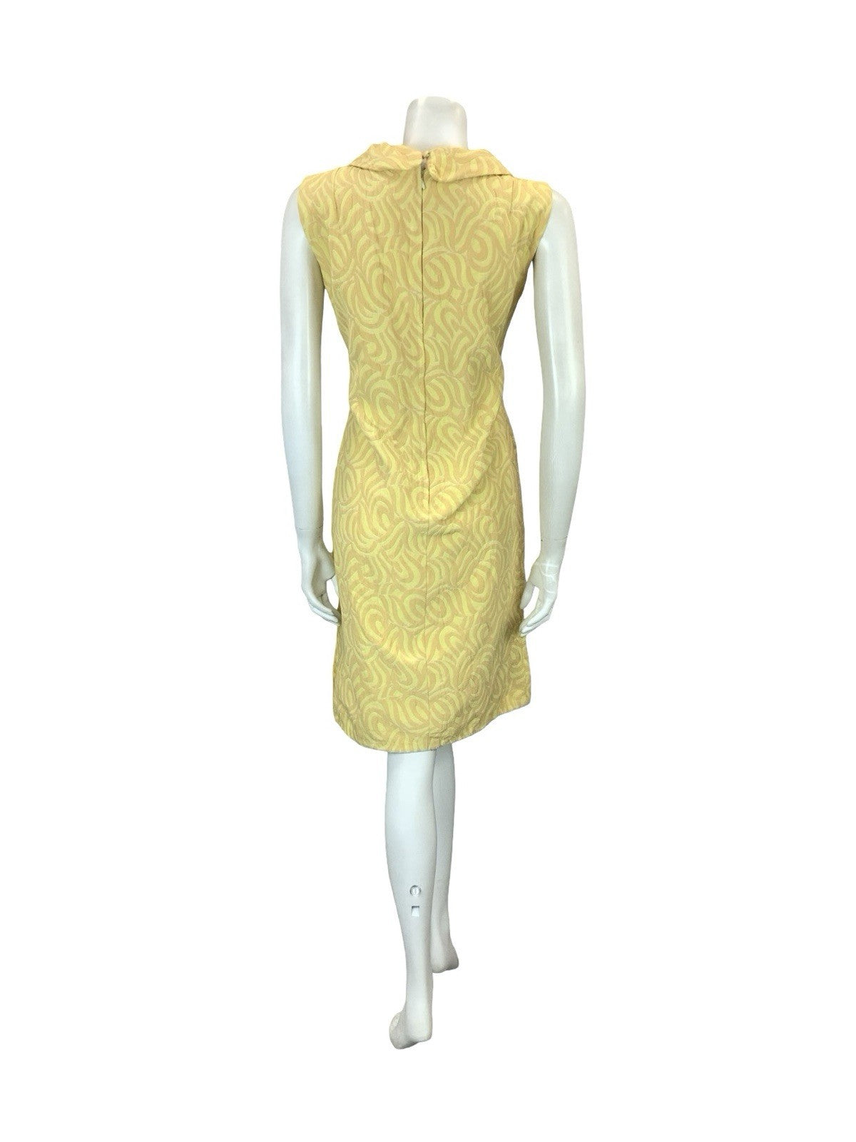 VTG 60S MOD YELLOW PEACH ORANGE PSYCHEDELIC EVENING SHIRT MIDI DRESS 10 12