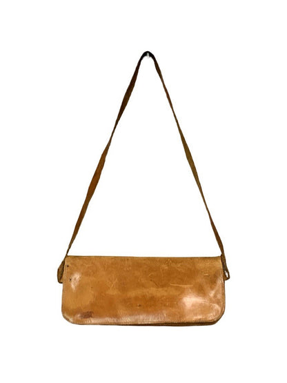 VTG 60S 70S TAN BROWN LEATHER GOGO MOD BAGUETTE BAGATELLE SHOULDER BAG