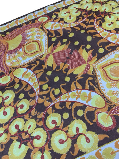 VTG 60S 70S BROWN YELLOW ORANGE RED PSYCHEDELIC FLORAL PAISLEY SCARF