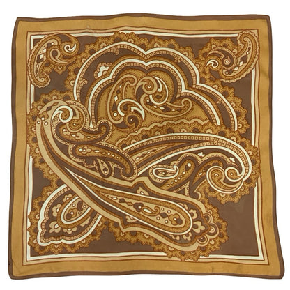 VTG 60S 70S PEACH ORANGE BROWN PSYCHEDELIC PAISLEY CLOUD SCARF