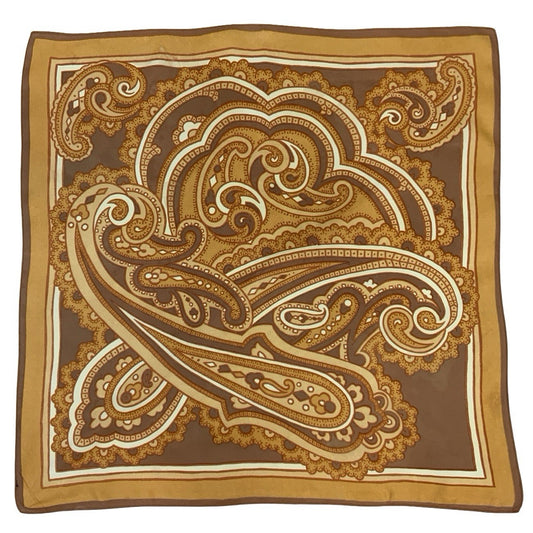VTG 60S 70S PEACH ORANGE BROWN PSYCHEDELIC PAISLEY CLOUD SCARF