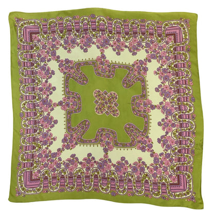 VTG 60S 70S GREEN PINK PURPLE PSYCHEDELIC FLORAL WAVY SCARF