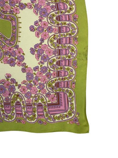 VTG 60S 70S GREEN PINK PURPLE PSYCHEDELIC FLORAL WAVY SCARF