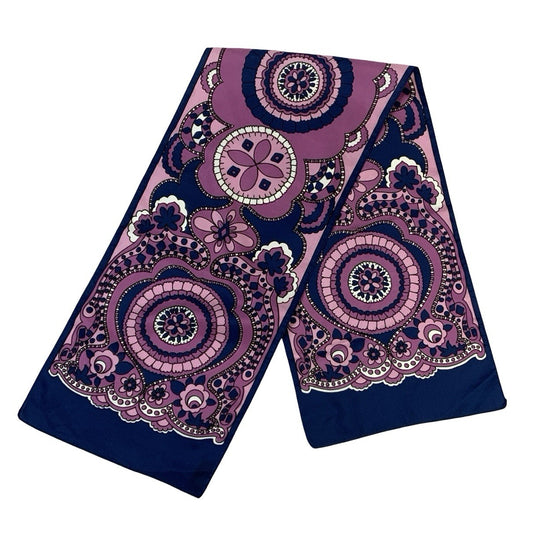 VTG 60S 70S PURPLE NAVY BLUE BLACK PSYCHEDELIC MANDALA SCARF