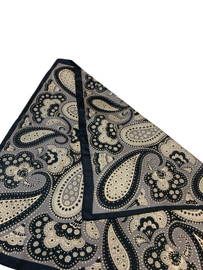 VINTAGE 60S 70S BLACK GREY PSYCHEDELIC PAISLEY SCARF