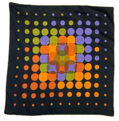 VTG 60S 70S BLACK PURPLE ORANGE GREEN DOTTY OP ART CIRCLE SCARF
