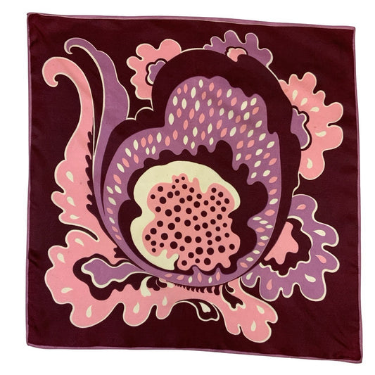 VTG 60S 70S PINK PURPLE WHITE PSYCHEDELIC DOTTY SWIRLING FLOWER SCARF