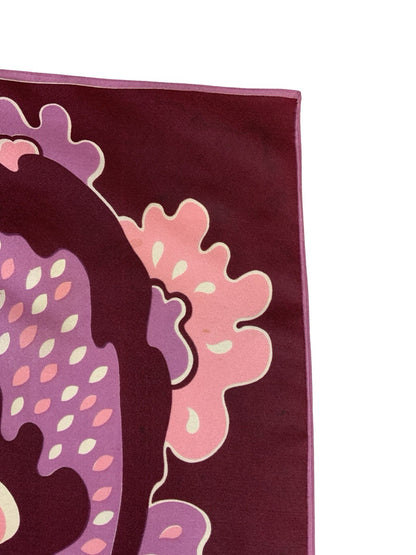 VTG 60S 70S PINK PURPLE WHITE PSYCHEDELIC DOTTY SWIRLING FLOWER SCARF
