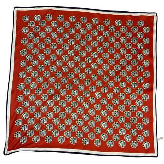 VTG 60S 70S MOD GEOMETRIC RED WHITE NABY BLUE GREEN TILED WATERWHEEL DOT SCARF