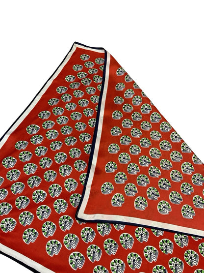 VTG 60S 70S MOD GEOMETRIC RED WHITE NABY BLUE GREEN TILED WATERWHEEL DOT SCARF