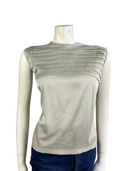 VTG 60S 70S GOLD SILVER LUREX SPARKLY GLITTER DISCO PARTY TANK TOP 12 14 M