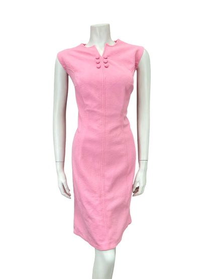 VTG 60S MOD GOGO BRIGHT PINK MONOCHROME WIGGLE PARTY DRESS 16
