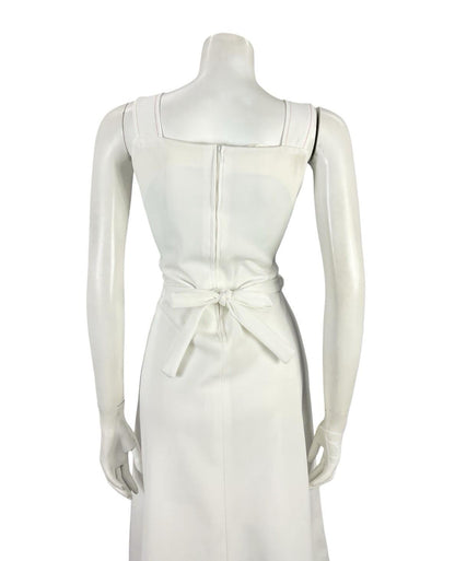 VTG 60S 70S WHITE RED COTTAGE FLORAL EMBROIDERY PINAFORE SUN DRESS 12