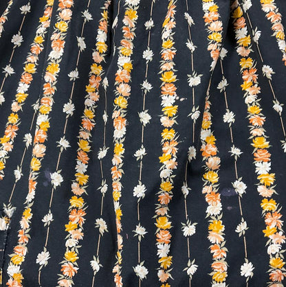 VTG 60S 70S BLACK YELLOW ORANGE FLORAL STRIPE TENT PINAFORE SMOCK DRESS 10