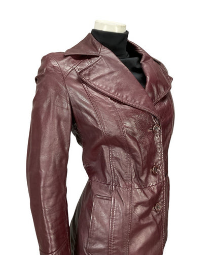 VTG 60S 70S PLUM PURPLE AUBERGINE LEATHER MOD NOTCH LAPEL JACKET 12
