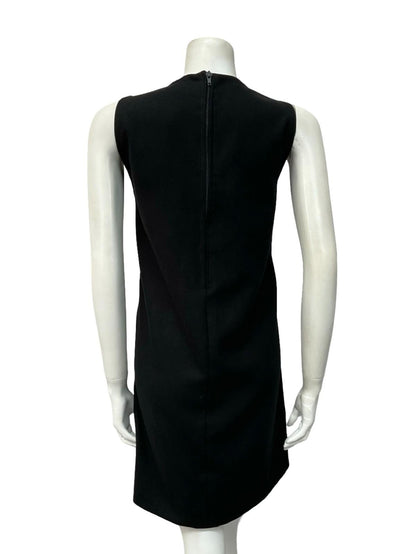 VTG 60S MOD GOGO BLACK FELT BROWN VELVET PARTY SHIFT SLEEVELESS MINI DRESS 10