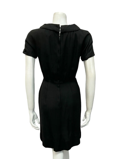 VTG 60S LBD BOAT NECK MOD PENCIL MONOCHROME PENCIL LITTLE BLACK DRESS 8