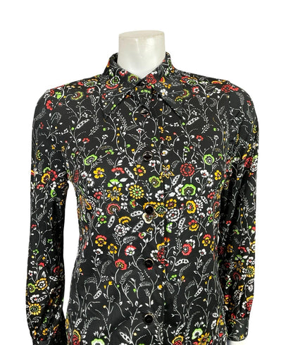 VTG 60S 70S BLACK RED YELLOW WHITE GREEN JAPANESE MOD DAGGER FLORAL SHIRT 10