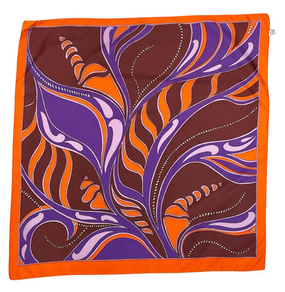 VTG 60S 70S ORANGE BROWN RED WHITE PSYCHEDELIC SWIRLING SCARF