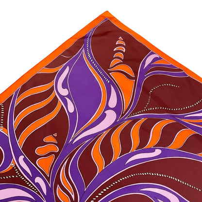 VTG 60S 70S ORANGE BROWN RED WHITE PSYCHEDELIC SWIRLING SCARF