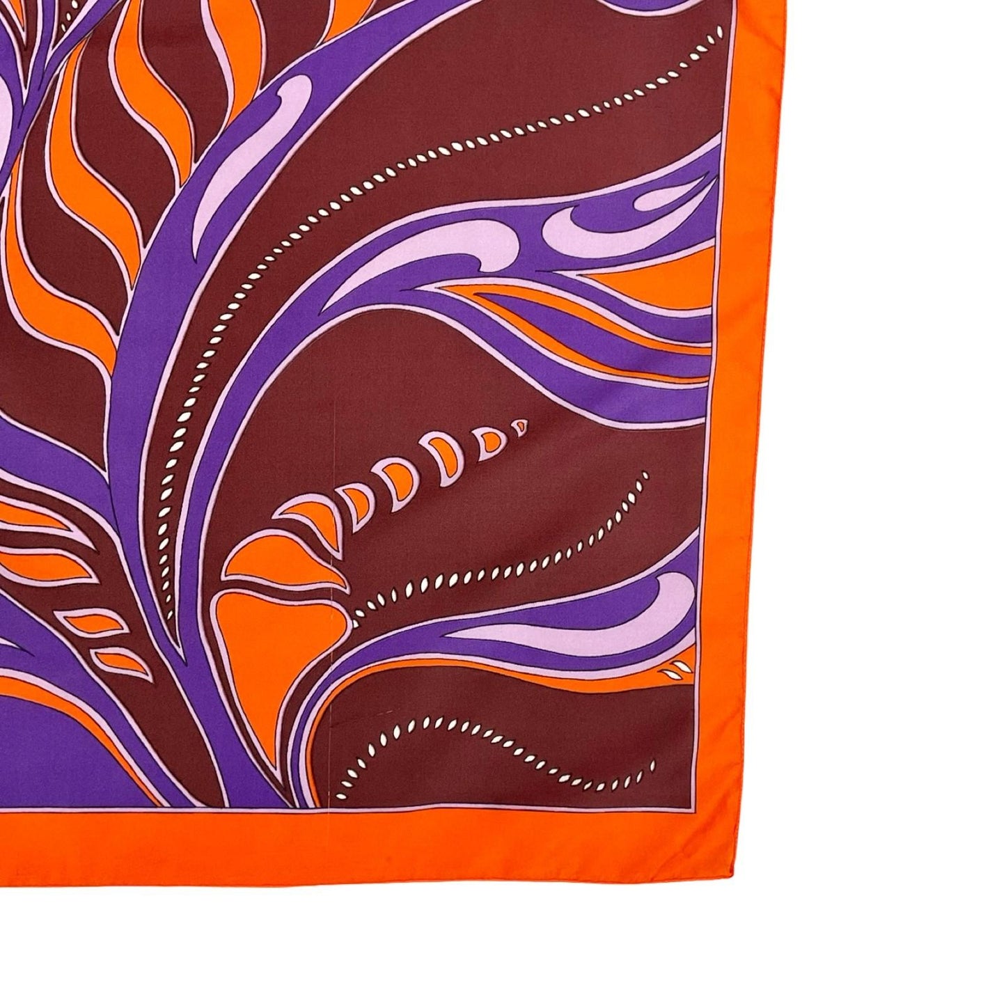 VTG 60S 70S ORANGE BROWN RED WHITE PSYCHEDELIC SWIRLING SCARF