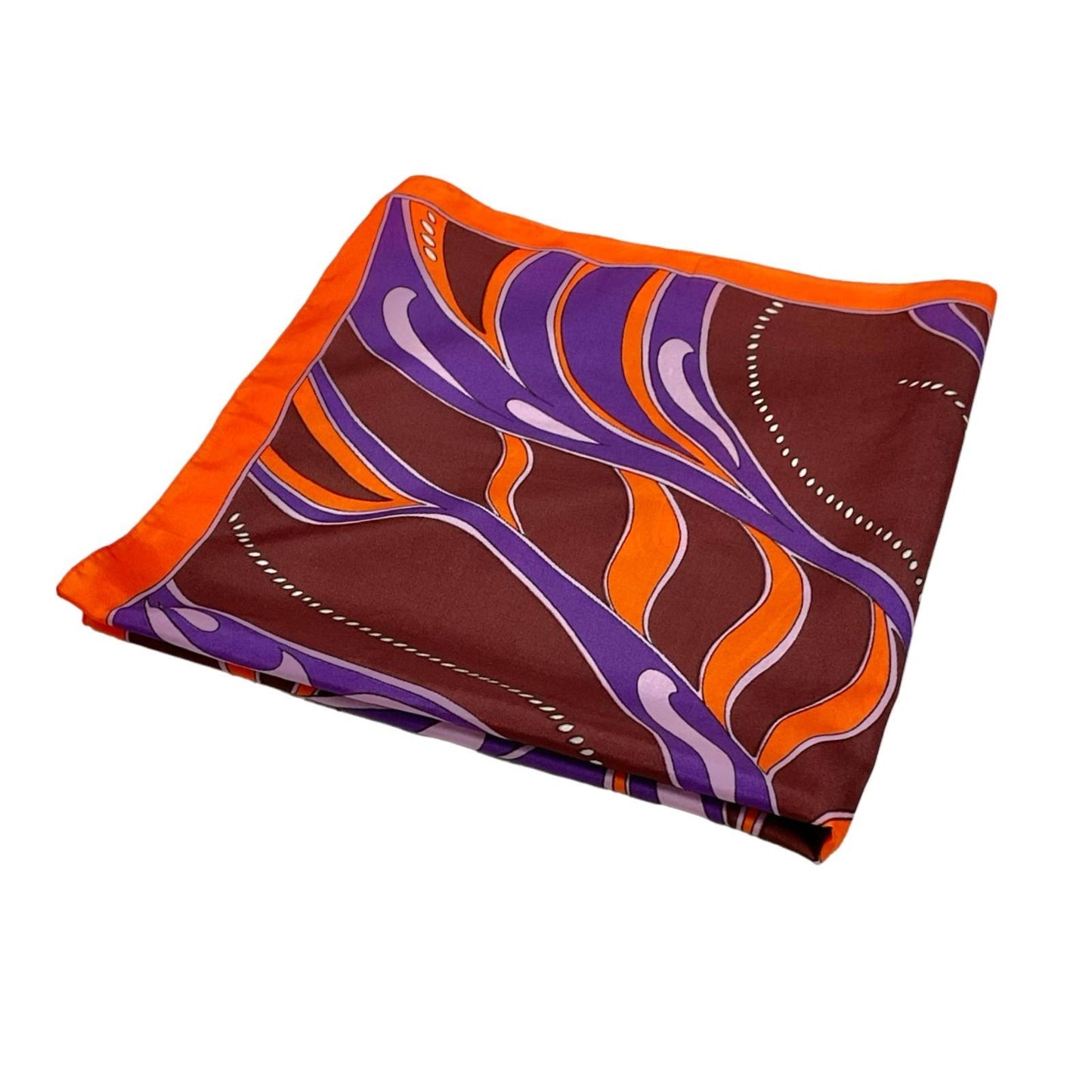 VTG 60S 70S ORANGE BROWN RED WHITE PSYCHEDELIC SWIRLING SCARF