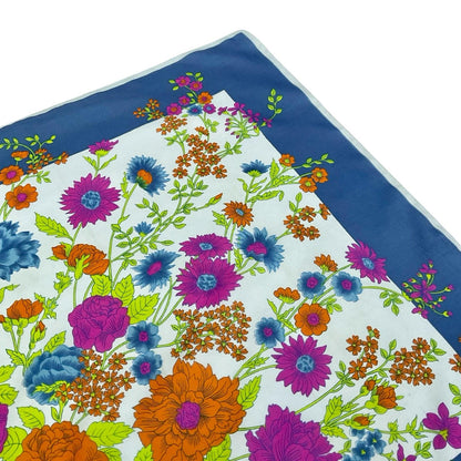 VTG 60S 70S BLUE GREEN PURPLE ORANGE FLORAL LEAFY BOHO SCARF