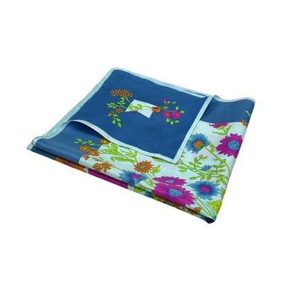 VTG 60S 70S BLUE GREEN PURPLE ORANGE FLORAL LEAFY BOHO SCARF