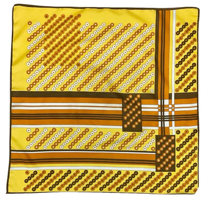 VTG 60S 70S YELLOW ORANGE BROWN WHITE GEOMETRIC FLORAL PLAID STRIPED SCARF