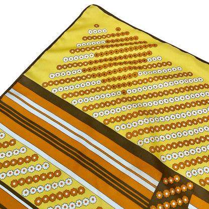 VTG 60S 70S YELLOW ORANGE BROWN WHITE GEOMETRIC FLORAL PLAID STRIPED SCARF