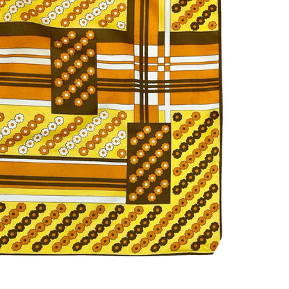 VTG 60S 70S YELLOW ORANGE BROWN WHITE GEOMETRIC FLORAL PLAID STRIPED SCARF