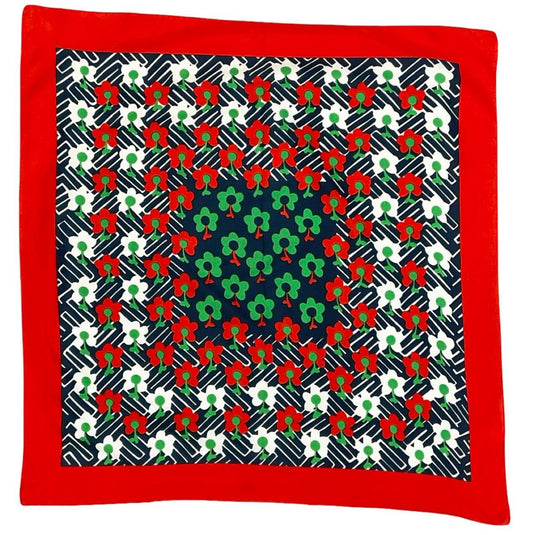 VTG 60S 70S NAVY BLUE RED WHITE GREEN CHEVRON ZIG ZAG GEOMETRIC MOD SCARF