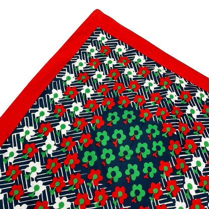 VTG 60S 70S NAVY BLUE RED WHITE GREEN CHEVRON ZIG ZAG GEOMETRIC MOD SCARF
