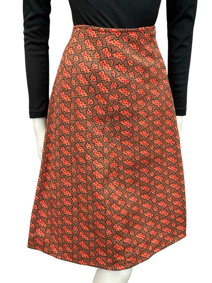 VTG 60S 70S ORANGE NAVY BLUE RED PSYCHEDELIC STRIPED A LINE MIDI SKIRT 10