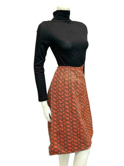 VTG 60S 70S ORANGE NAVY BLUE RED PSYCHEDELIC STRIPED A LINE MIDI SKIRT 10