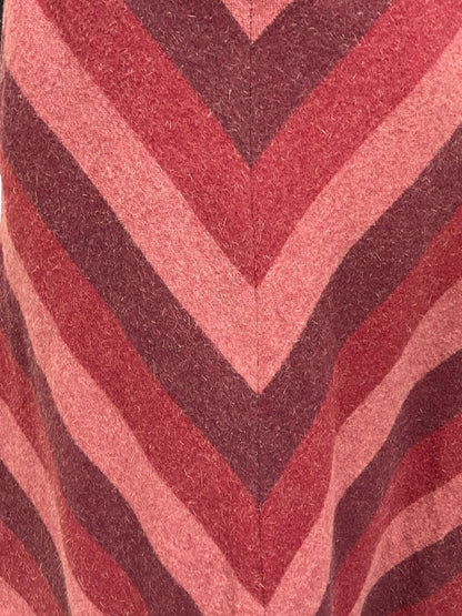 VTG 60S 70S RED PLUM PURPLE SECRETARY CHEVRON GEOMETRIC WOOL A LINE SKIRT XS 6