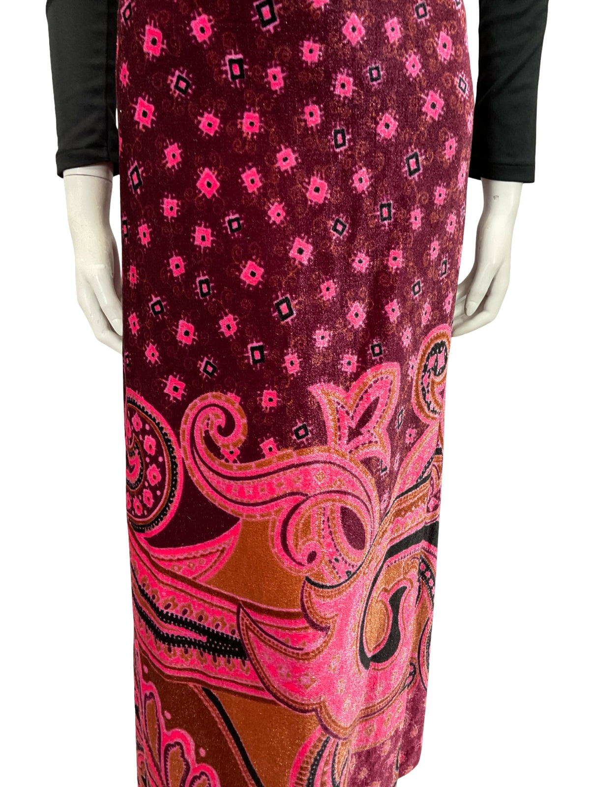 VTG 70S PINK BROWN PURPLE SWIRL PSYCHEDELIC PAISLEY MANDALA MAXI SKIRT 4
